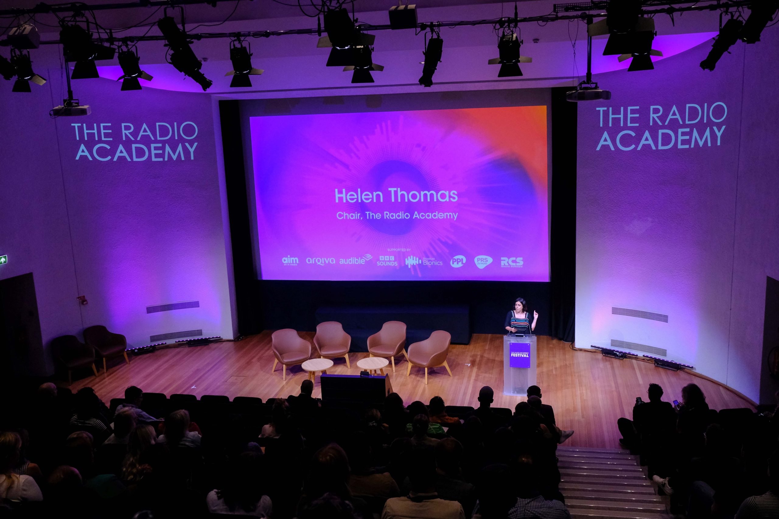 Opening the Festival Helen Thomas, Radio Academy Chair.