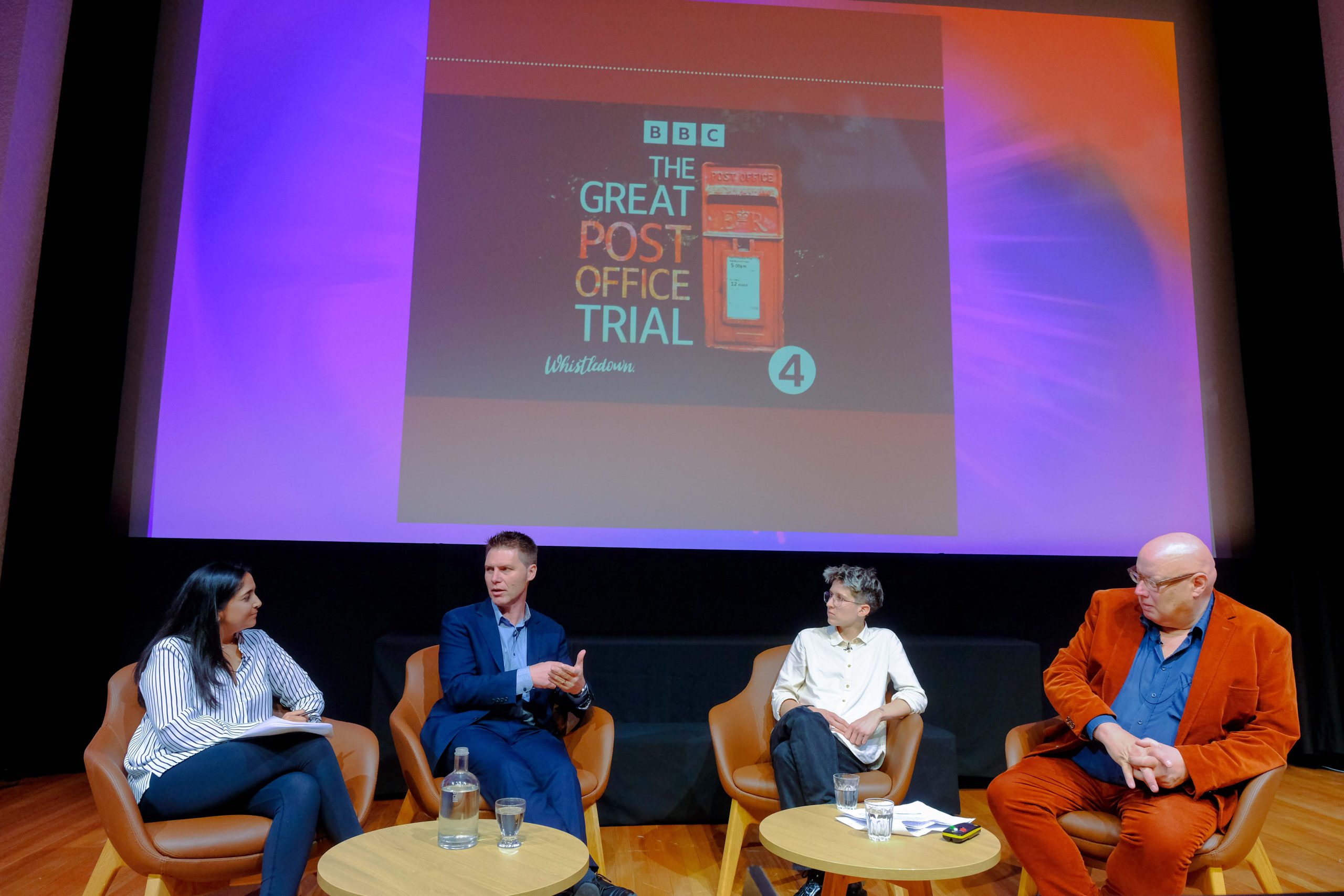 The Great British Post Office Trial panel: Sima Kotecha; Nick Wallis; Iiona Toller & David Prest