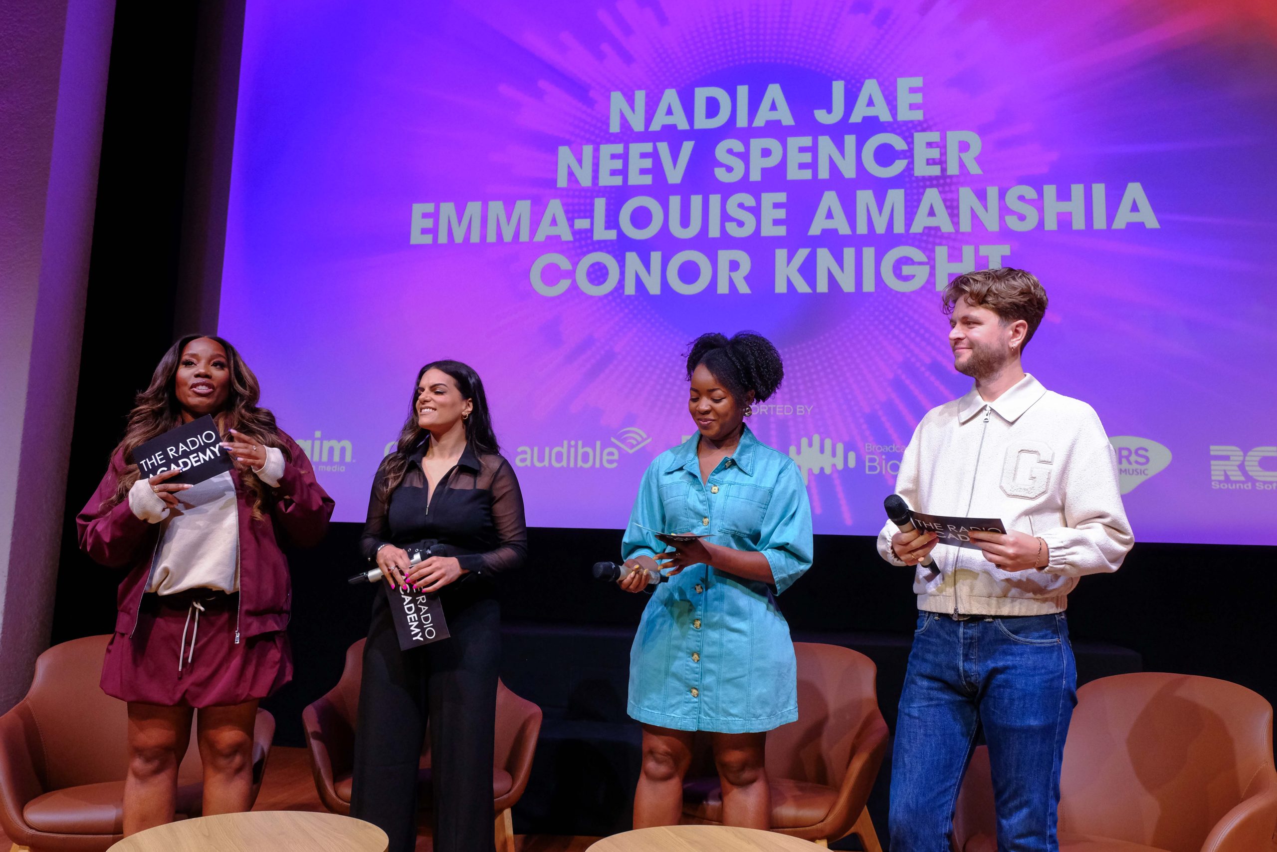 Our Festival hosts Nadia Jae, Neev Spencer, Emma-Louise Amanshia and Conor Knight